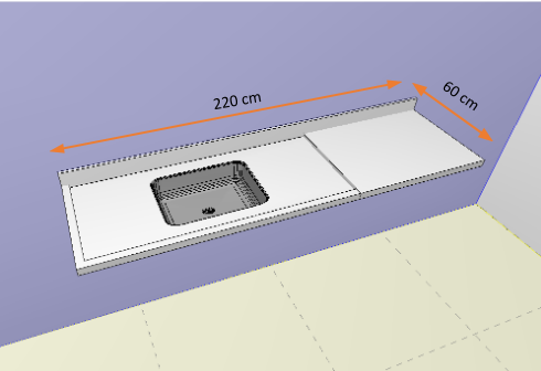 Calculo de Granito - Bancada Reta com cotas